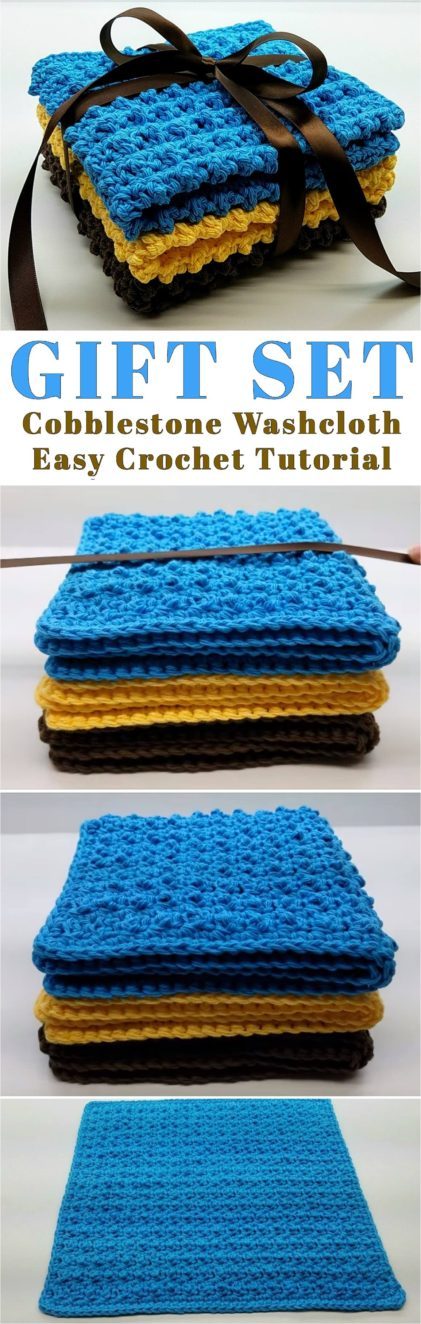 Cobblestone Washcloth Gift Set Crochet Tutorial Yarn Hooks
