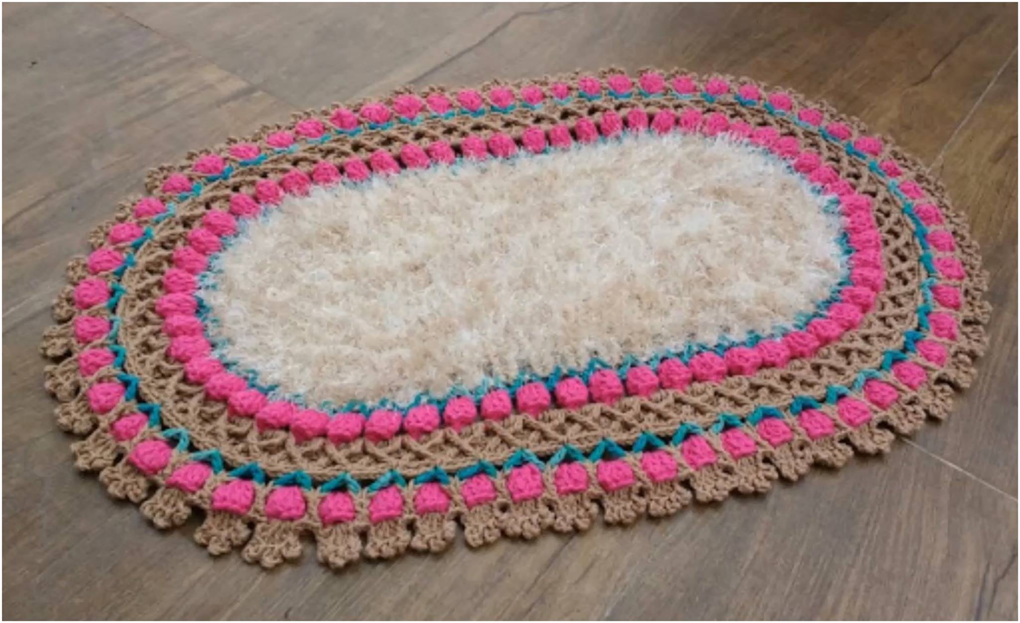 Crochet Tulip Stitch Oval Rug