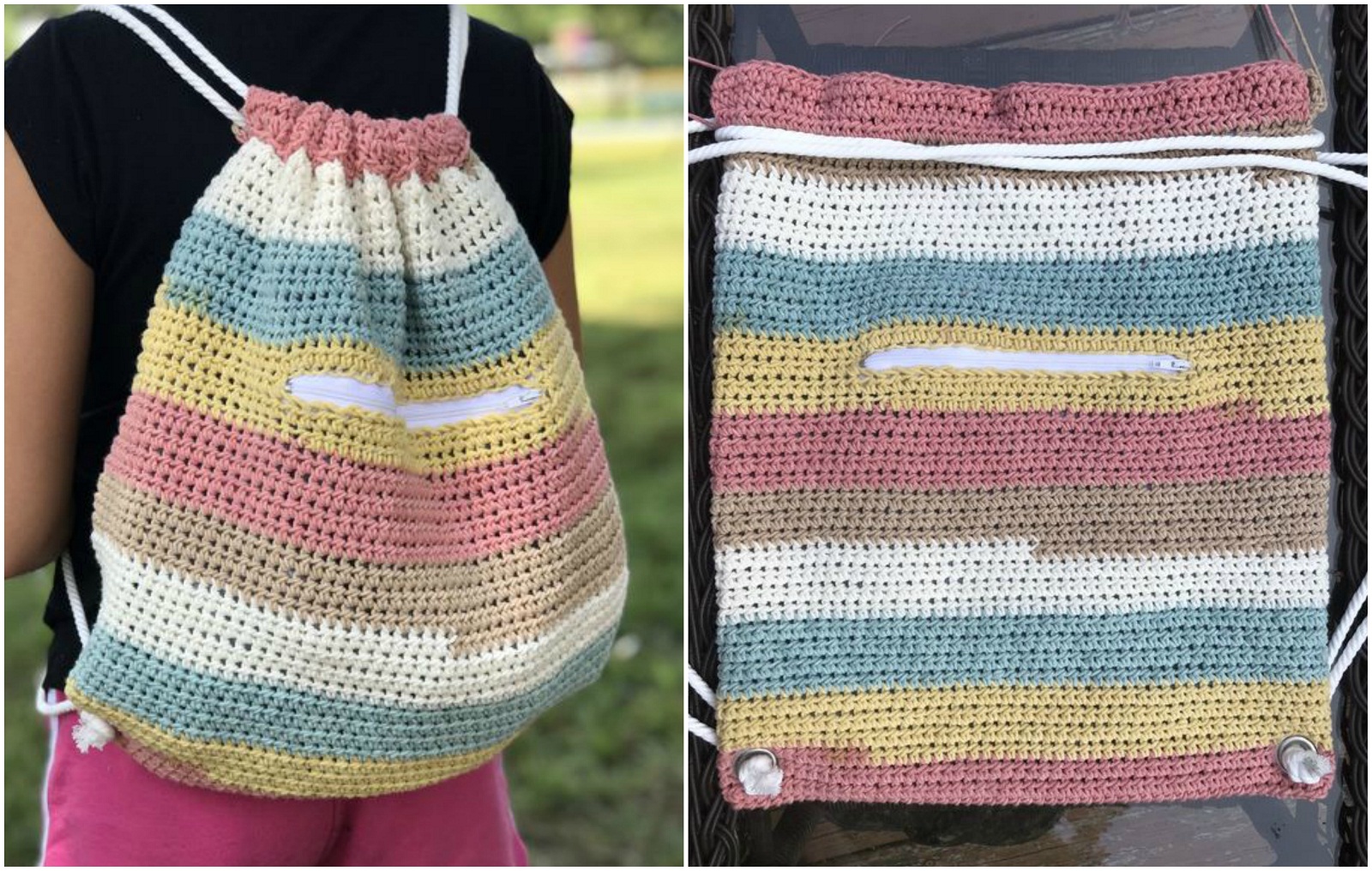 Crochet Colorful Cinch Sack – Free Pattern