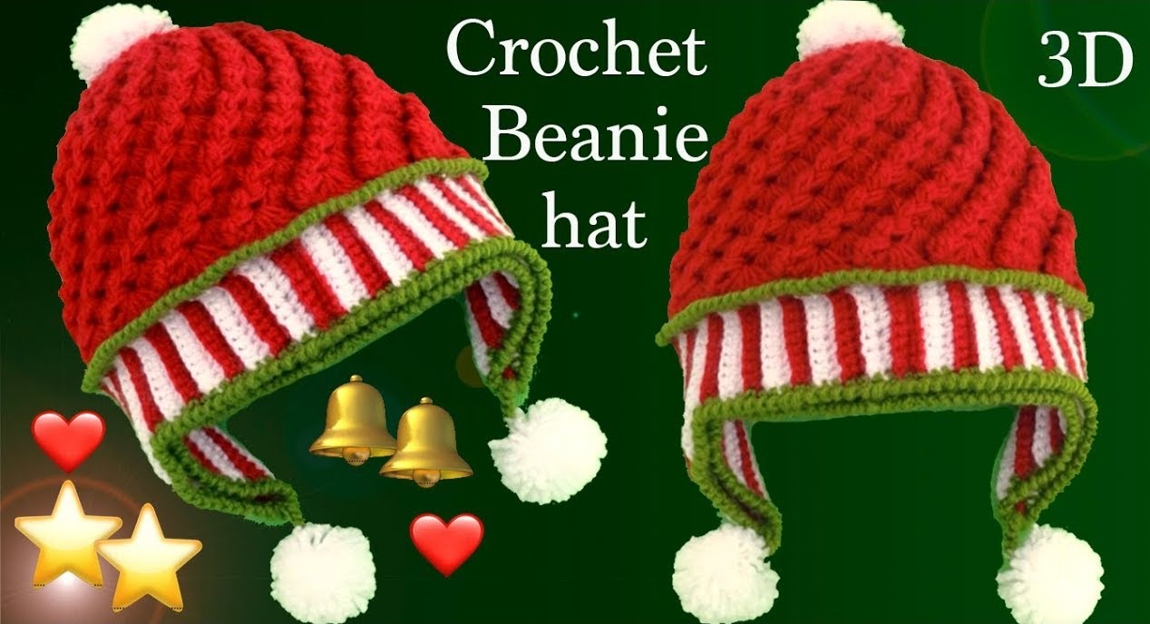 Crochet Christmas Swirl Beanie Hat