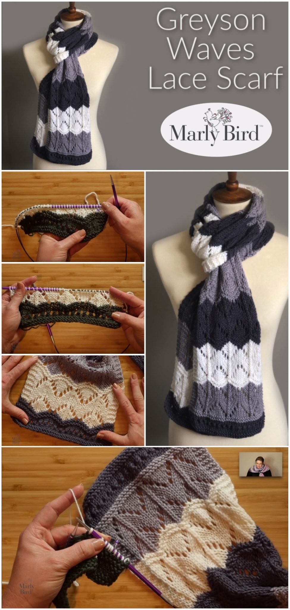 Greyson Waves Knit Lace Scarf