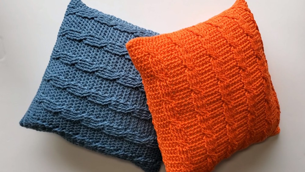 Crochet Cable Stitch Pillow Cover