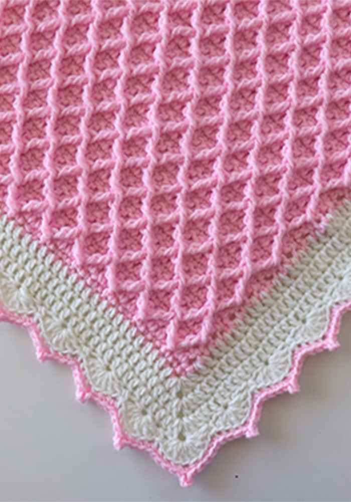 Crochet Diamond Waffle Stitch Baby Blanket