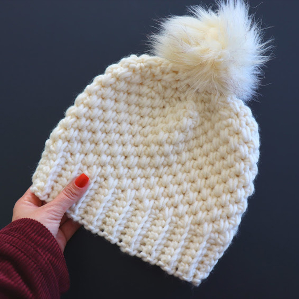 One Hour Chunky Crochet Beanie Easy Free Pattern And Video Tutorial ...