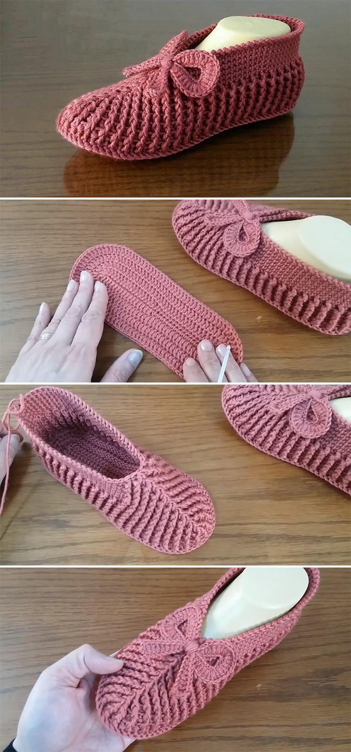 Front Post/Back Post Double Crochet Slippers