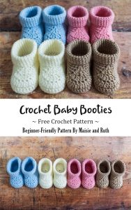 Easy Crochet Baby Booties In Different Sizes