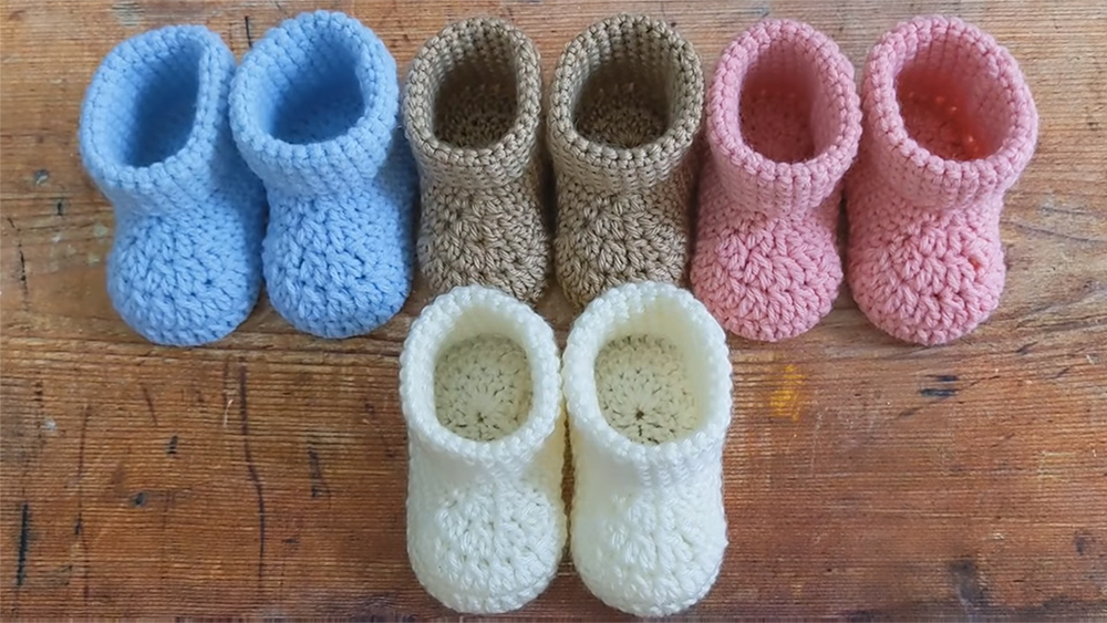Easy Crochet Baby Booties In Different Sizes