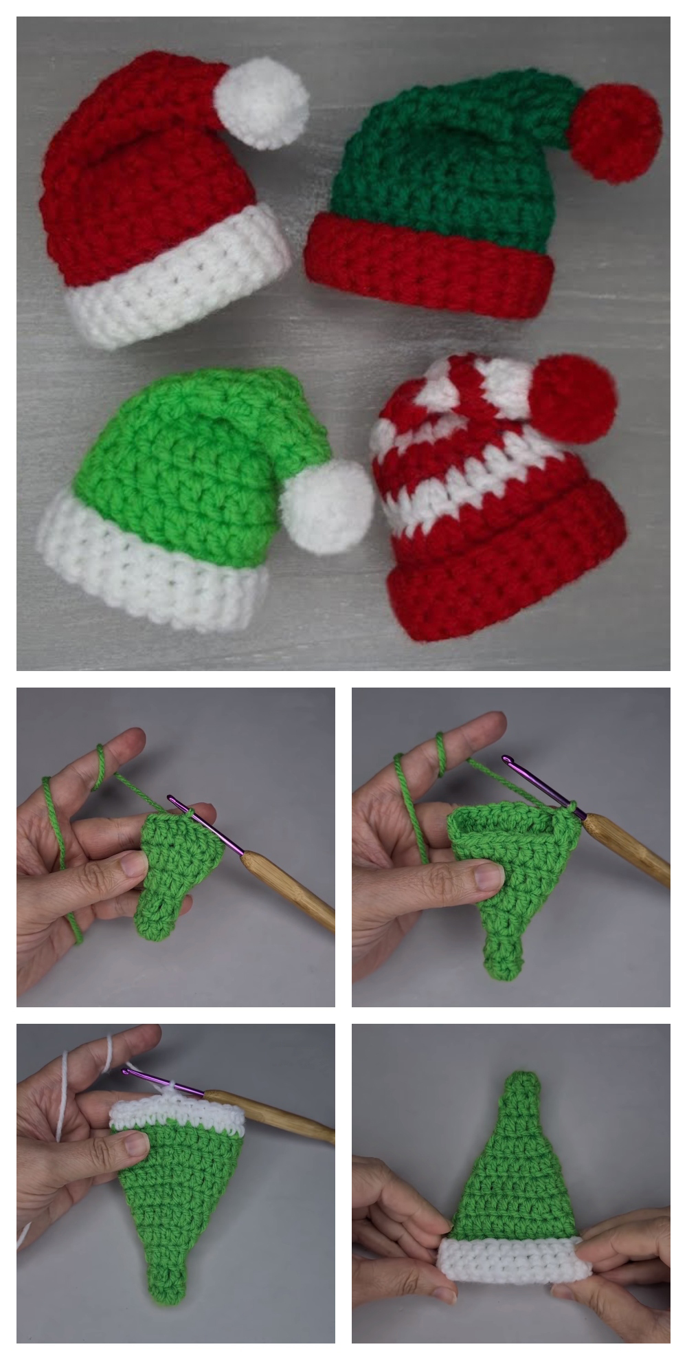 Crochet Mini Christmas Hats