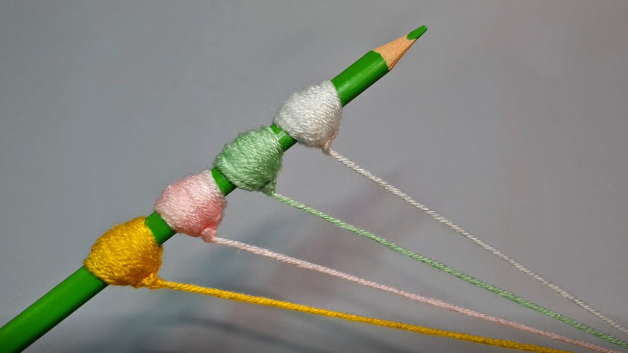 DIY Easy Yarn Pencil Button Flower Trick